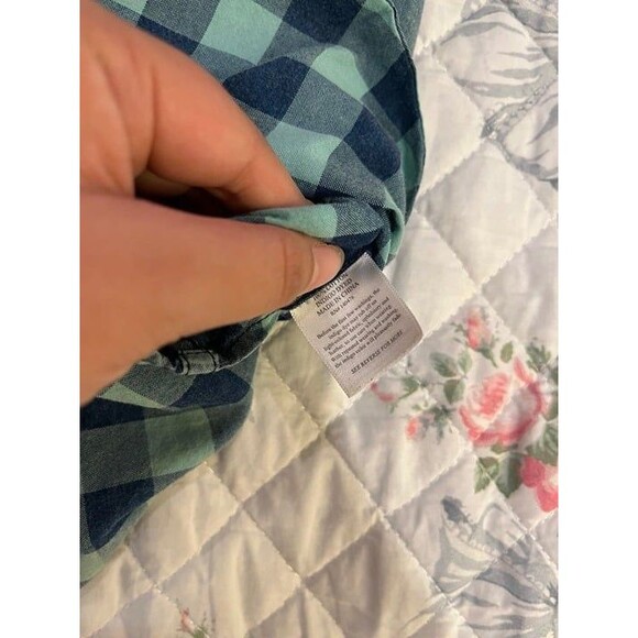 Faherty Ventura Buffalo Check Button Down Shirt Indigo Sea size Small - Picture 6 of 9